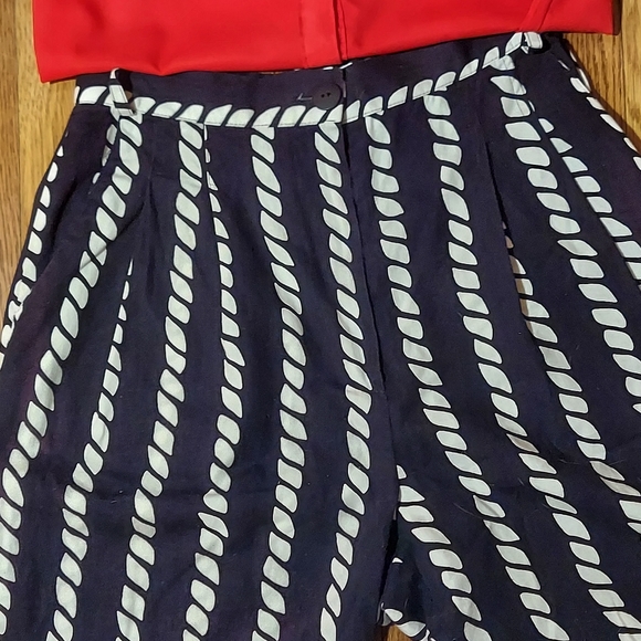 SIGNATURE BY JERELL High-waisted Vtg black and white Design Trousers Pants - Picture 7 of 8